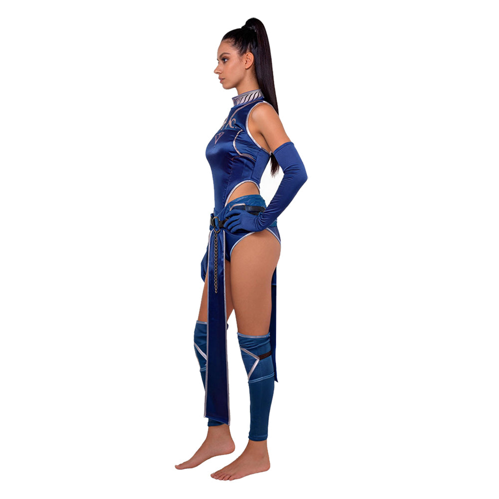 Cosplay Costume Kitana Mortal Kombat 2(2026) Film Cosplay Combinaison Bleue Femme Ver.2