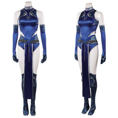 Cosplay Costume Kitana Mortal Kombat Film Cosplay Tenue Bleue Femme