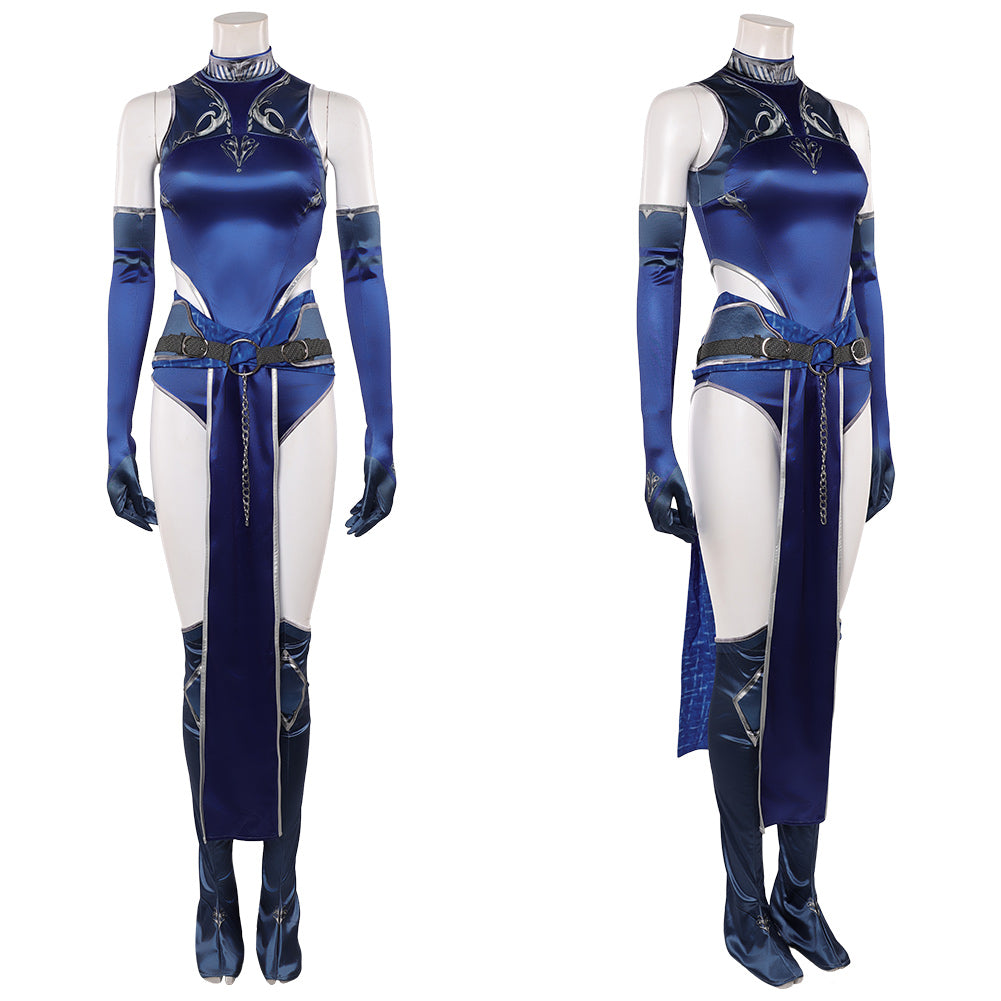 Cosplay Costume Kitana Mortal Kombat Film Cosplay Tenue Bleue Femme