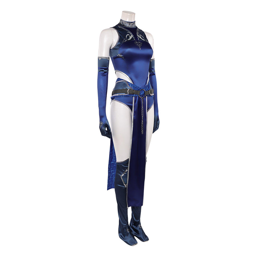 Cosplay Costume Kitana Mortal Kombat Film Cosplay Tenue Bleue Femme