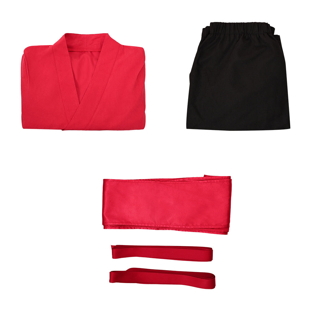 Cosplay Costume Liu Kang Mortal Kombat 2(2026) Film Cosplay Haut Rouge Pantalon Noir Homme