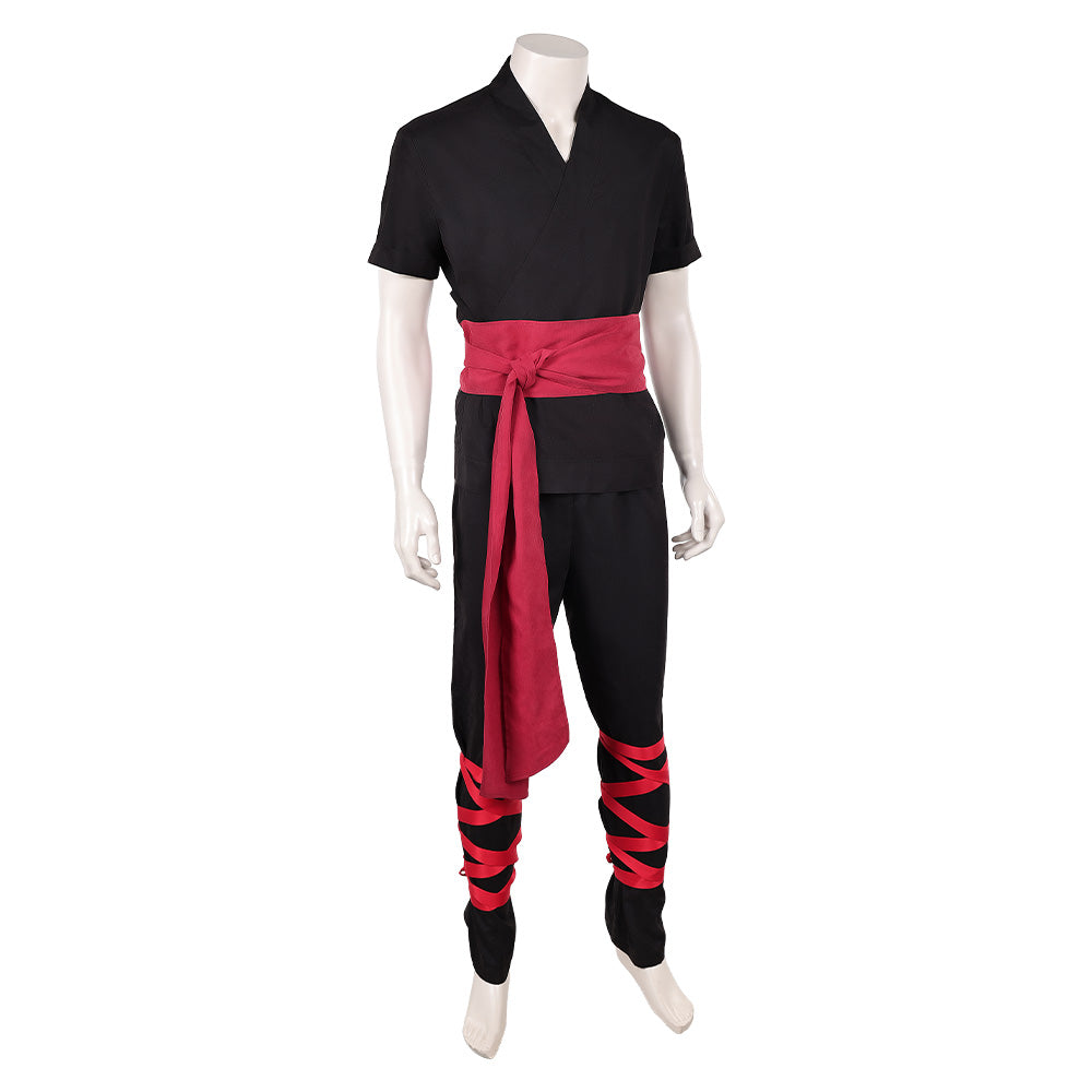 Cosplay Costume Liu Kang Mortal Kombat 2(2026) Film Cosplay Tenue Noire et Rouge Homme