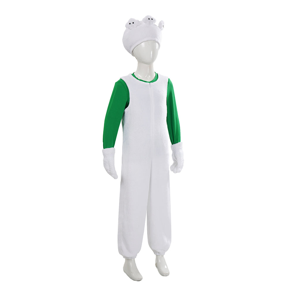 Cosplay Costume Luigi The Super Mario Galaxy Movie(2026) Film Cosplay Tenue Blanche et Verte Enfant