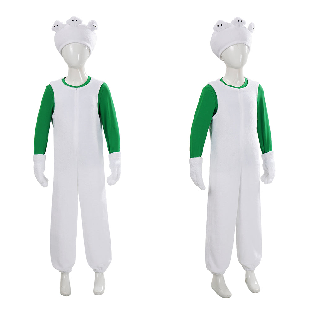 Cosplay Costume Luigi The Super Mario Galaxy Movie(2026) Film Cosplay Tenue Blanche et Verte Enfant