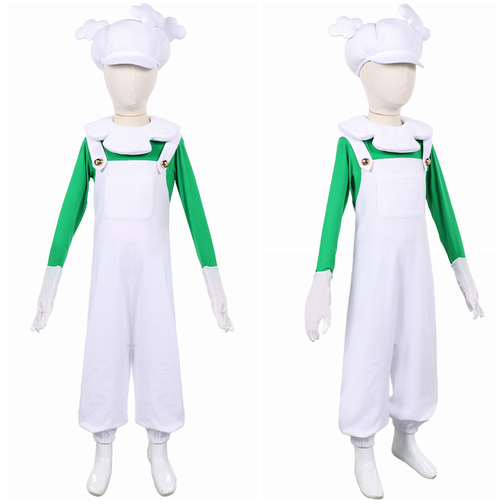 Cosplay Costume Luigi The Super Mario Galaxy Movie(2026) Film Cosplay Tenue Verte et Blanche Enfant