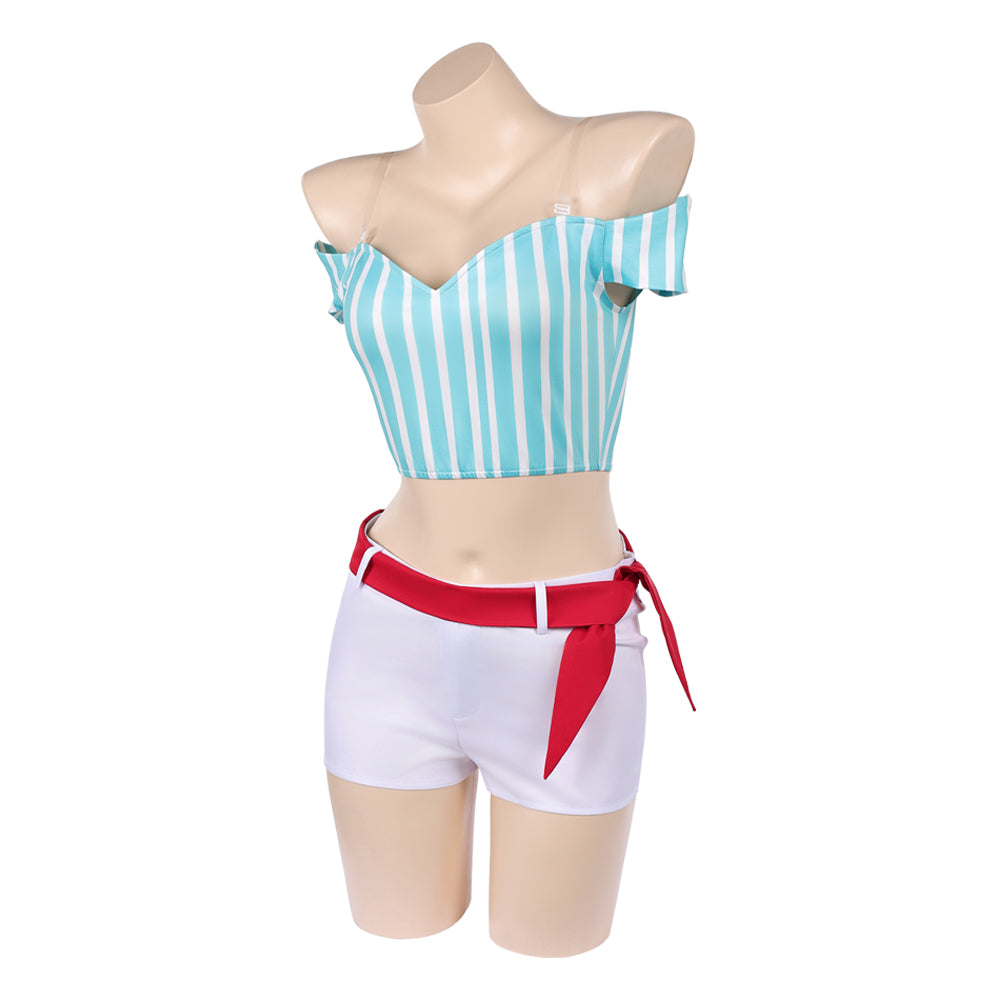 Cosplay Costume Nami One Piece Whole Cake Island Arc Anime Cosplay Tenue Bleue et Blanche Femme