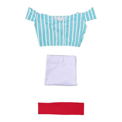 Cosplay Costume Nami One Piece Whole Cake Island Arc Anime Cosplay Tenue Bleue et Blanche Femme