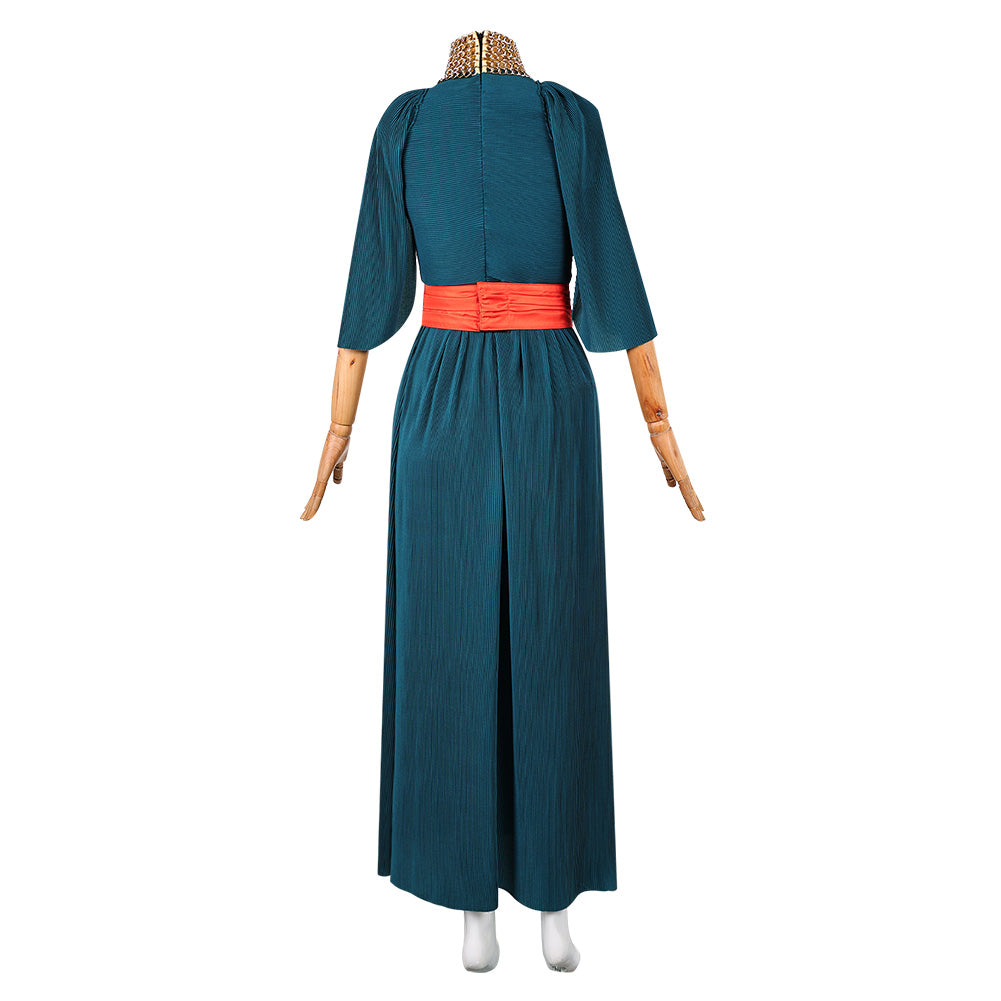 Cosplay Costume Penelope The Odyssey(2026) Film Cosplay Robe Bleue+Ceinture Rouge Femme