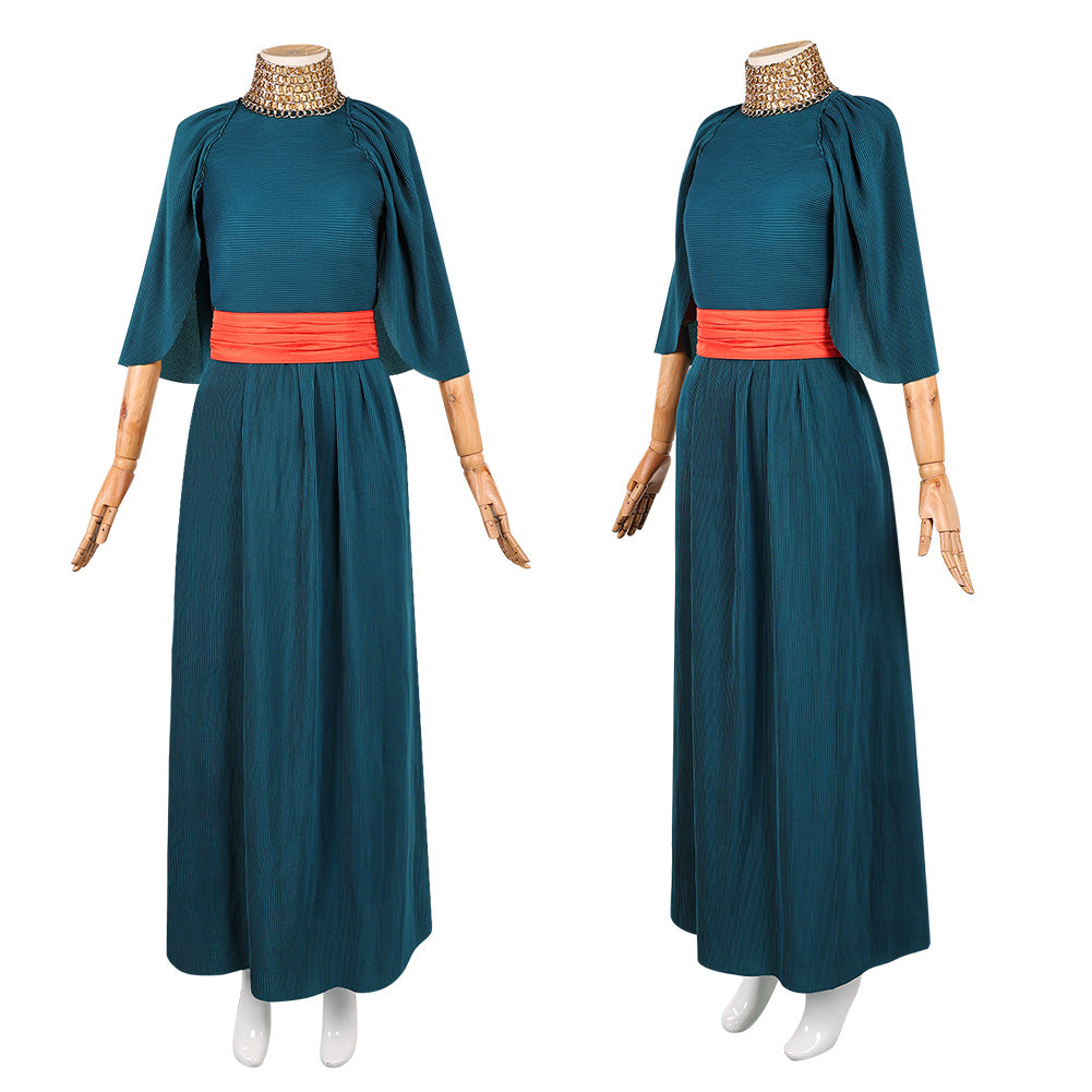 Cosplay Costume Penelope The Odyssey(2026) Film Cosplay Robe Bleue+Ceinture Rouge Femme