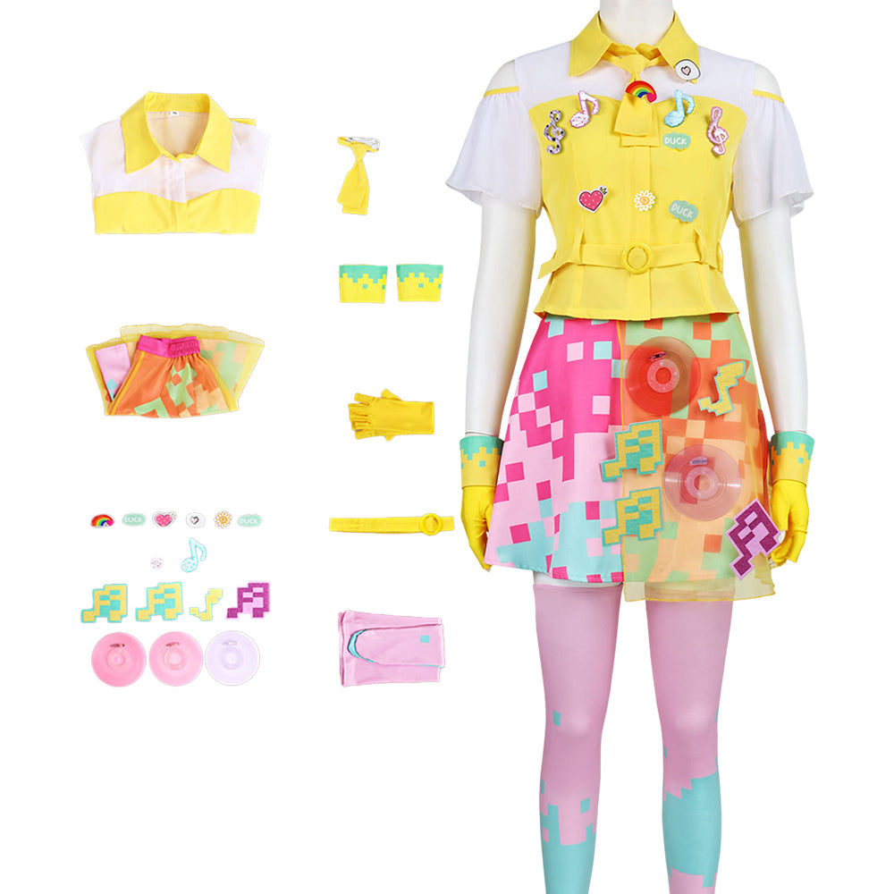 Cosplay Costume Poppy Pipopapo Kamen Rider TV Cosplay Tenue Jaune et Rose Femme
