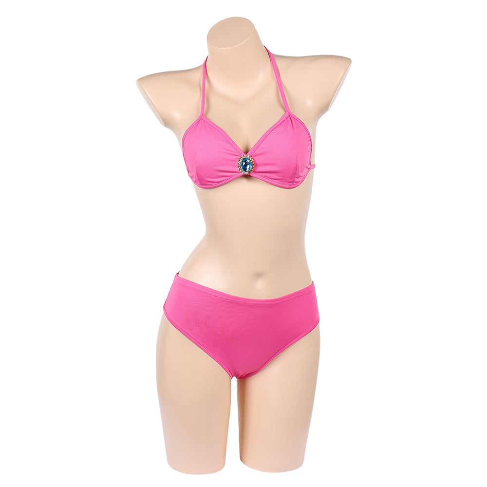 Cosplay Costume Princess Peach Super Mario Jeu Cosplay Maillot de Bain Bikini Rose Femme