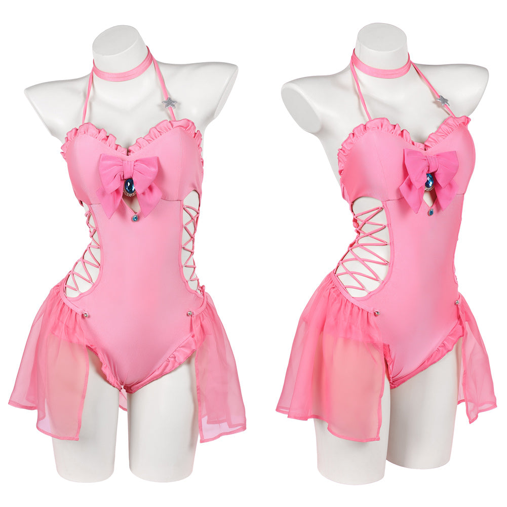 Cosplay Costume Princess Peach The Super Mario Galaxy Movie(2026) Film Cosplay Maillot de Bain Rose Femme