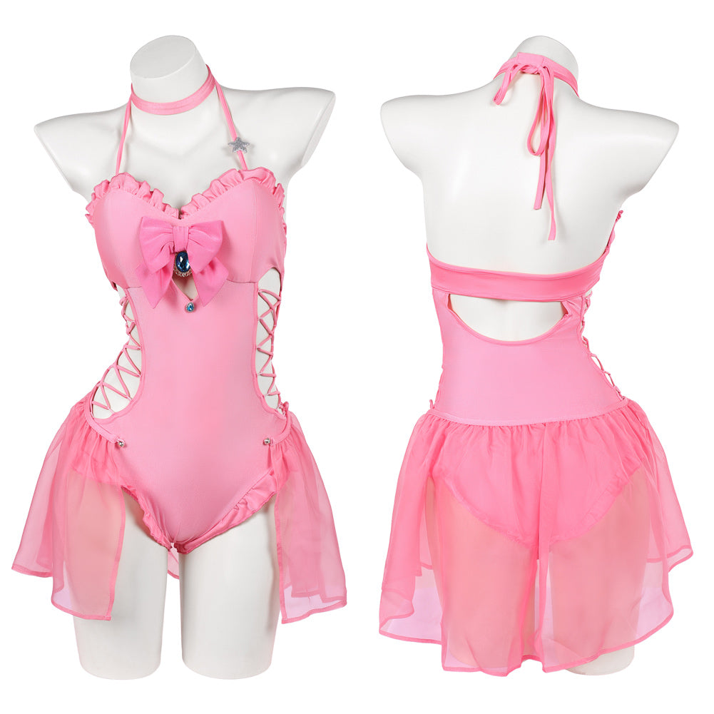Cosplay Costume Princess Peach The Super Mario Galaxy Movie(2026) Film Cosplay Maillot de Bain Rose Femme