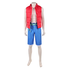 Cosplay Costume Raww Forgotten Island(2026) Film Cosplay Gilet Rouge+Short Bleu Homme