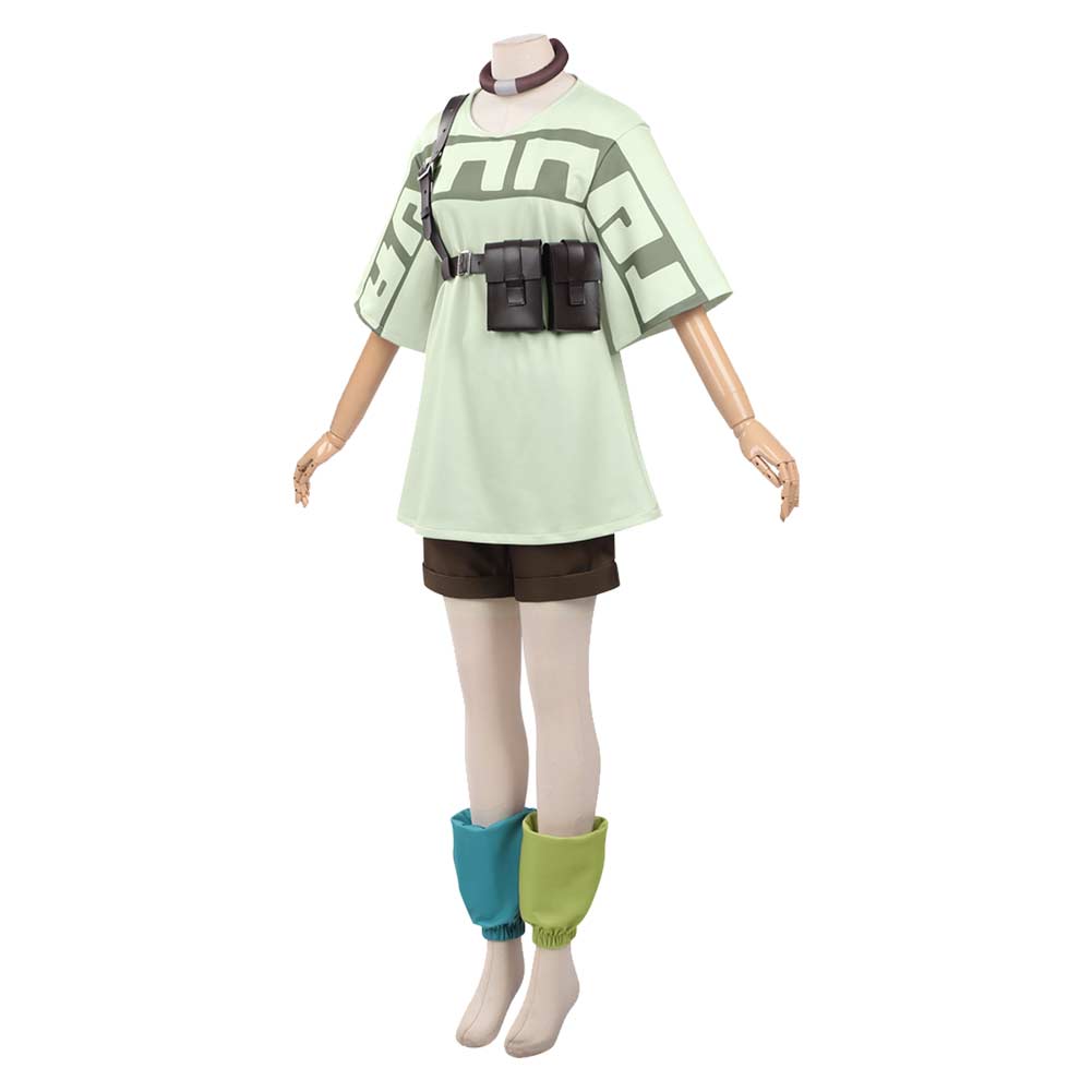 Cosplay Costume Remurin Gachiakuta Anime Tenue Verte et Brune Femme