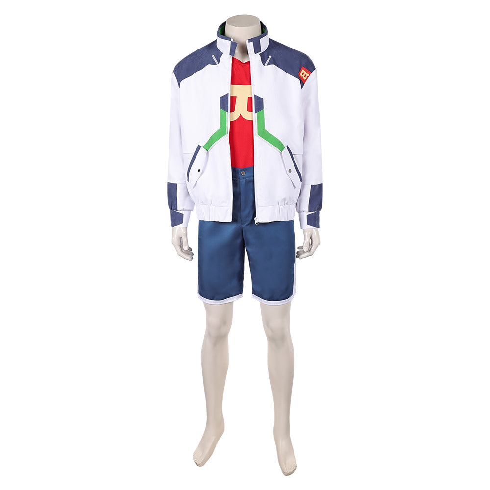 Cosplay Costume Roman Carax Cyberpunk: Edgerunners 2(2026) TV Cosplay Tenue Blanche et Bleue Homme