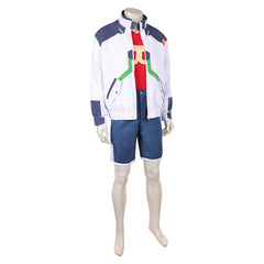 Cosplay Costume Roman Carax Cyberpunk: Edgerunners 2(2026) TV Cosplay Tenue Blanche et Bleue Homme