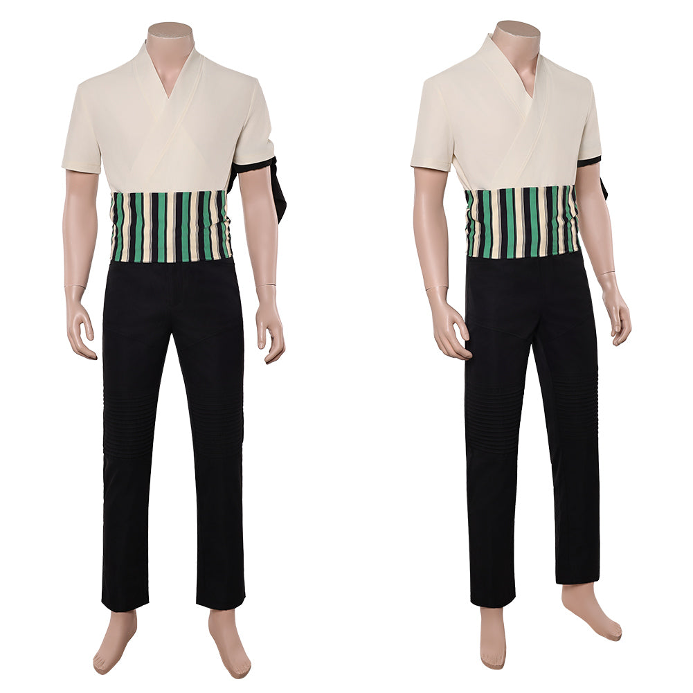 Cosplay Costume Roronoa Zoro One Piece Live Action 2(2026) TV Cosplay Tenue Noire et Beige Homme
