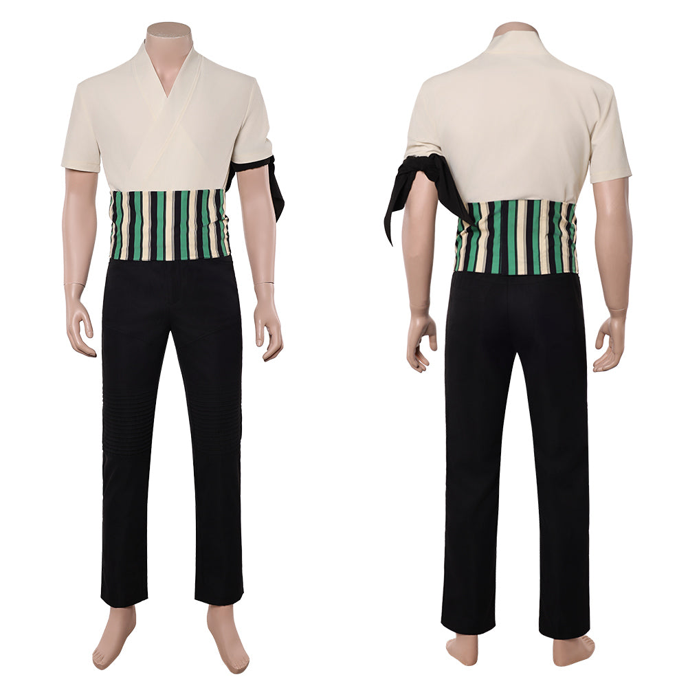 Cosplay Costume Roronoa Zoro One Piece Live Action 2(2026) TV Cosplay Tenue Noire et Beige Homme