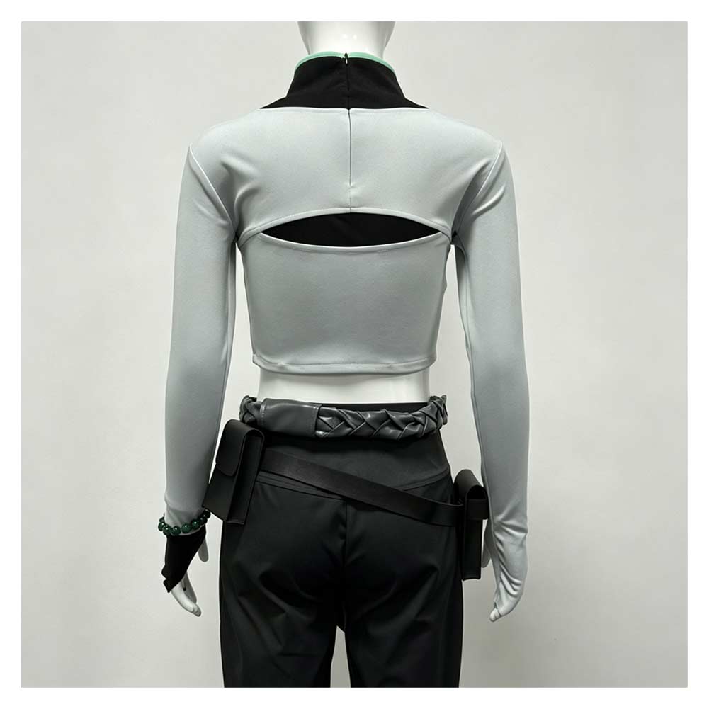 Cosplay Costume Sage Valorant Jeu Cosplay Tenue Blanche et Noire Femme