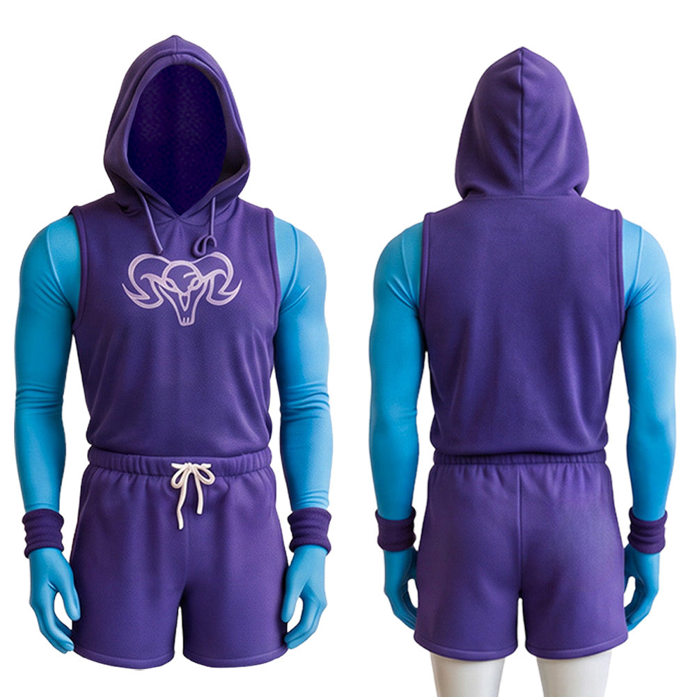 Cosplay Costume Skeleton King Les Maîtres de l'Univers(2026) Film Cosplay Tenue de Sport Violette Homme