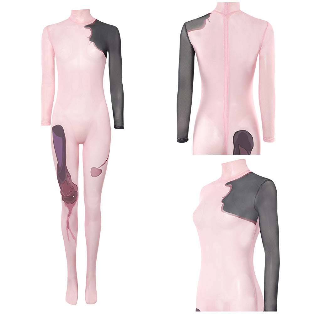 Cosplay Costume Sua Zombie Stage AU Alien Stage(2026) TV Cosplay Combinaison à Motif Tatouage Rose