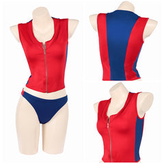 Cosplay Costume Summer Quinn Batwatch(2026) TV Cosplay Maillot de Bain Rouge et Bleu Femme