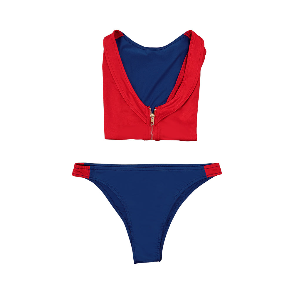 Cosplay Costume Summer Quinn Batwatch(2026) TV Cosplay Maillot de Bain Rouge et Bleu Femme