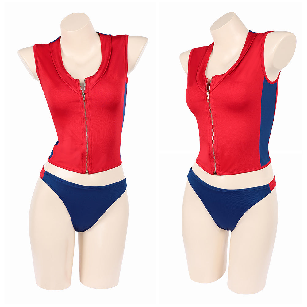Cosplay Costume Summer Quinn Batwatch(2026) TV Cosplay Maillot de Bain Rouge et Bleu Femme