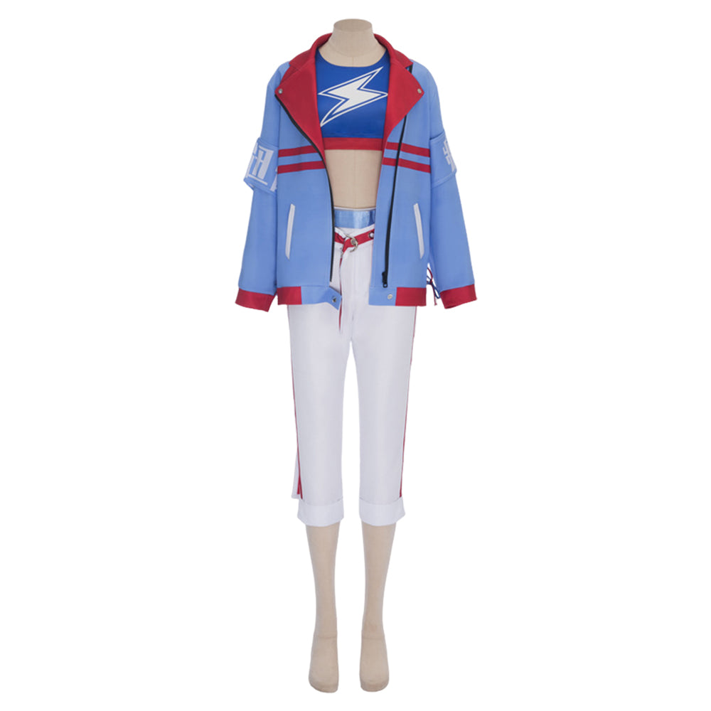 Cosplay Costume Tamamo Cross Pretty Derby Anime Cosplay Tenue Blanche et Bleue Femme