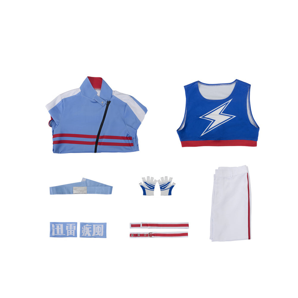 Cosplay Costume Tamamo Cross Pretty Derby Anime Cosplay Tenue Blanche et Bleue Femme
