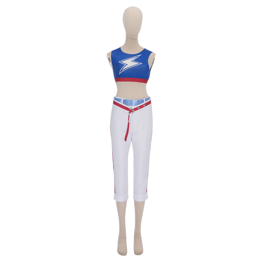 Cosplay Costume Tamamo Cross Pretty Derby Anime Cosplay Tenue Blanche et Bleue Femme