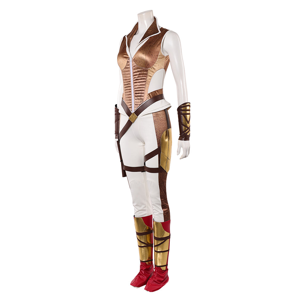 Cosplay Costume Teela Les Maîtres de l'Univers(2026) Film Cosplay Tenue Dorée et Blanche Femme