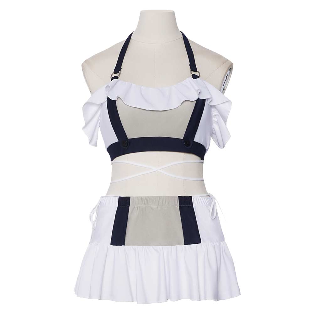 Cosplay Costume Tifa Lockhart Final Fantasy Jeu Cosplay Maillot de Bain Blanc et Noir Femme