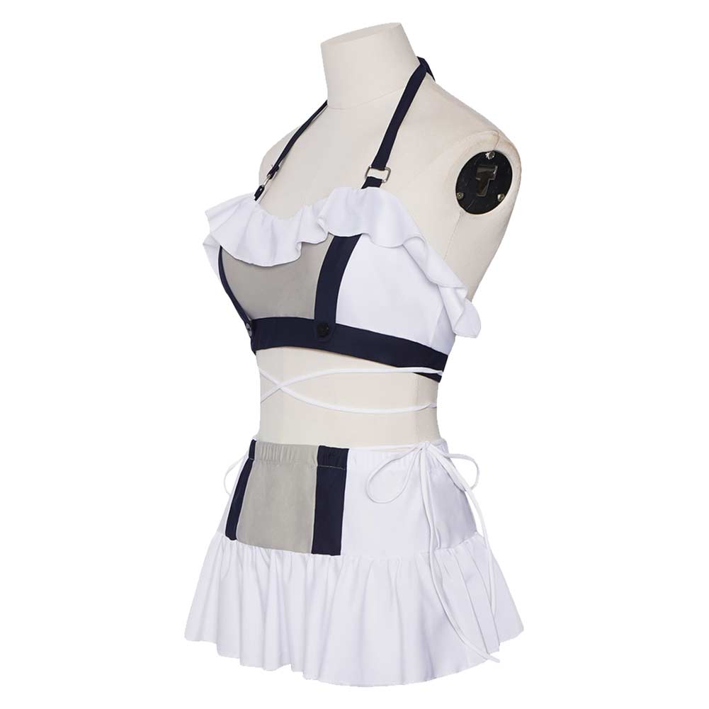 Cosplay Costume Tifa Lockhart Final Fantasy Jeu Cosplay Maillot de Bain Blanc et Noir Femme