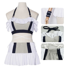 Cosplay Costume Tifa Lockhart Final Fantasy Jeu Cosplay Maillot de Bain Blanc et Noir Femme
