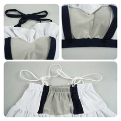 Cosplay Costume Tifa Lockhart Final Fantasy Jeu Cosplay Maillot de Bain Blanc et Noir Femme