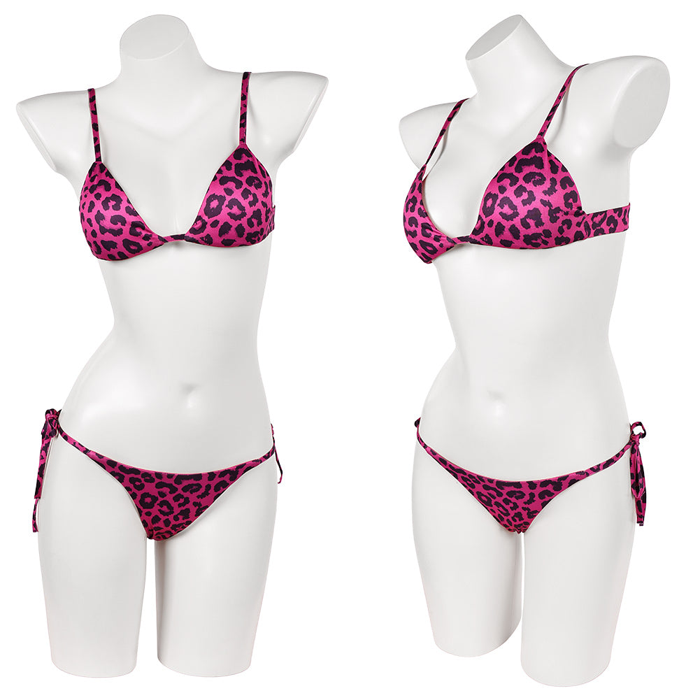 Cosplay Costume Tommy Lucia Caminos GTA(2026) Jeu Cosplay Maillot de Bain Bikini Rose à Imprimé Léopard Femme