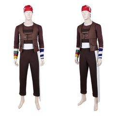Cosplay Costume Usopp One Piece Live Action 2(2026) TV Cosplay Tenue Brune avec Bandana Rouge Homme