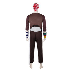 Cosplay Costume Usopp One Piece Live Action 2(2026) TV Cosplay Tenue Brune avec Bandana Rouge Homme