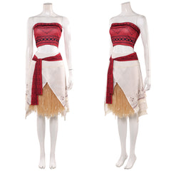 Cosplay Costume Vaiana La Légende du Bout du Monde(2026) Film Cosplay Bustier Rouge+Jupe Beige Femme