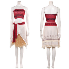 Cosplay Costume Vaiana La Légende du Bout du Monde(2026) Film Cosplay Bustier Rouge+Jupe Beige Femme