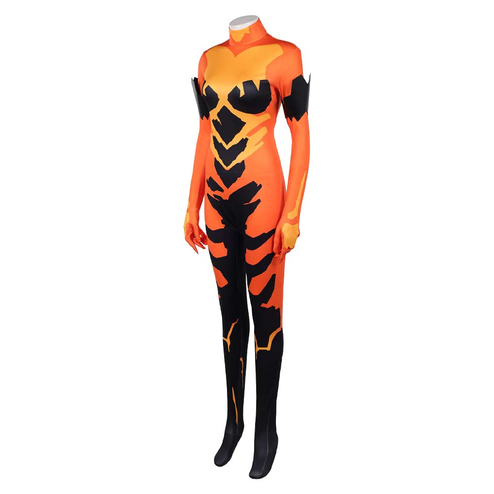 Cosplay Costume Volcanikka Invincible 4(2026) TV Cosplay Combinaison Orange et Noire Femme