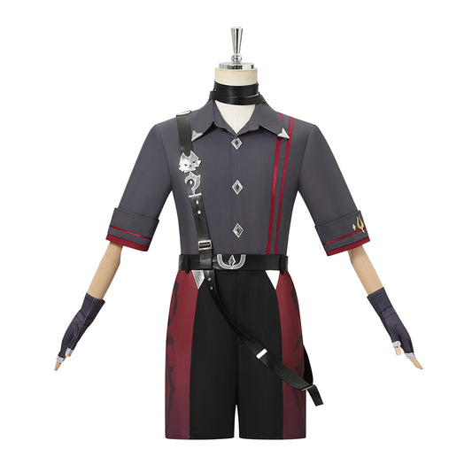 Cosplay Costume Wriothesley Genshin Impact Jeu Cosplay Tenue Grise et Noire Homme