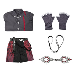 Cosplay Costume Wriothesley Genshin Impact Jeu Cosplay Tenue Grise et Noire Homme