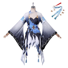 Cosplay Costume Yangyang Xuanling Wuthering Waves Jeu Cosplay Robe Bleue et Grise Femme
