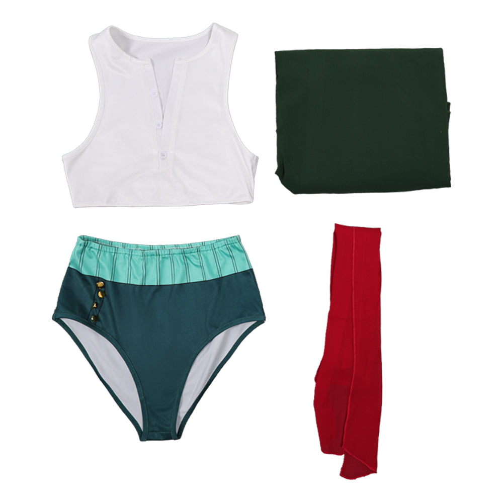 Cosplay Costume Zoro One Piece Live Action 2(2026) TV Cosplay Maillot de Bain Vert Femme