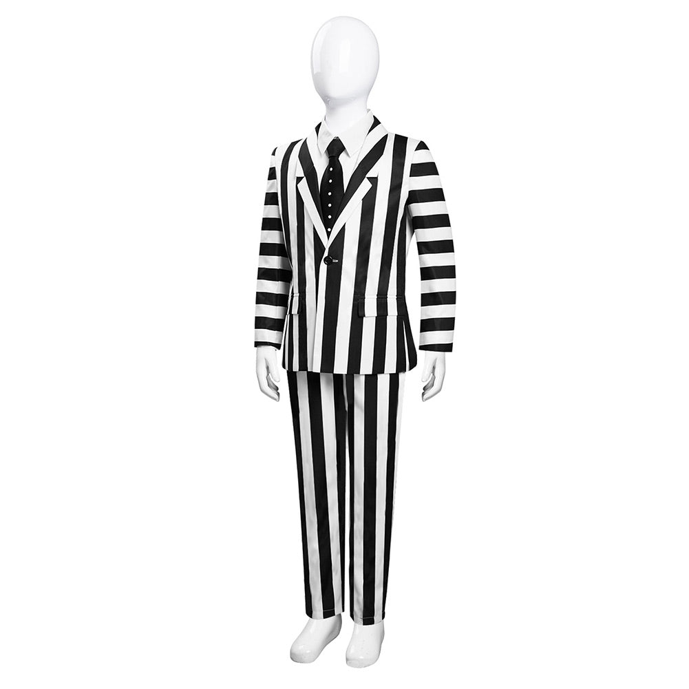 Enfant Film Beetlejuice 2(2024) Beetlejuice Costume à Rayures Noires et Blanches Cosplay Costume