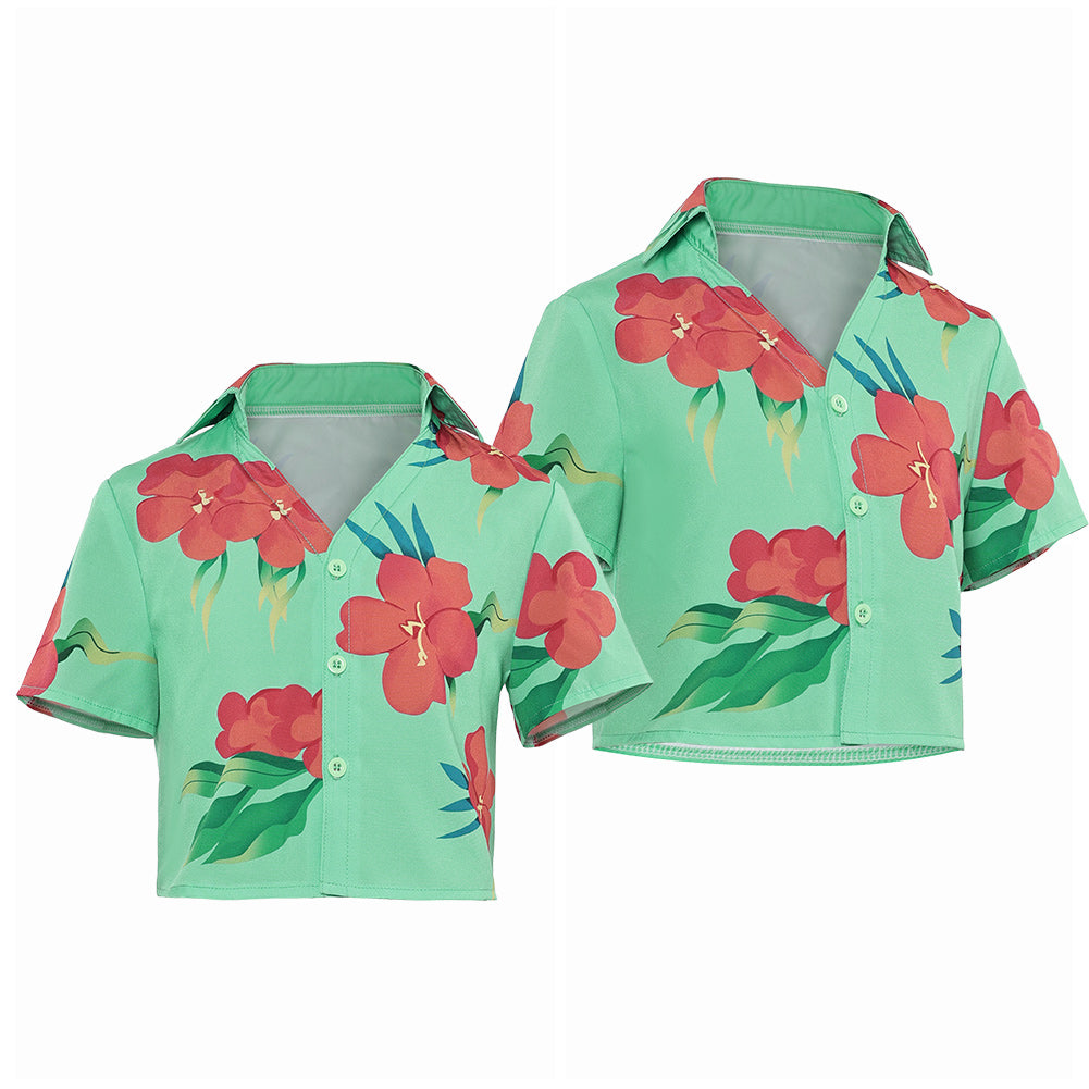 Enfant KPop Demon Hunters(2025) Abby Saja Chemise Imprimée Verte Cosplay Costume