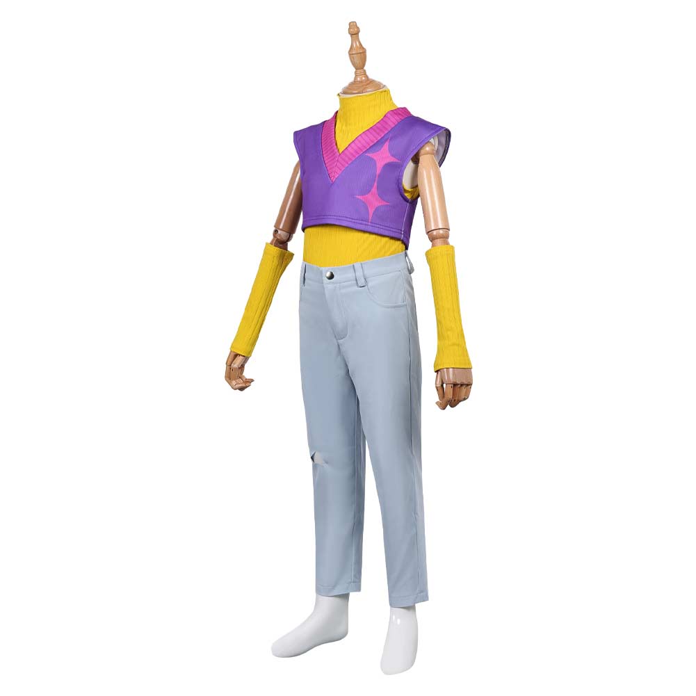 Enfant KPop Demon Hunters(2025) Mystery Saja Tenue de Gilet Violet Cosplay Costume